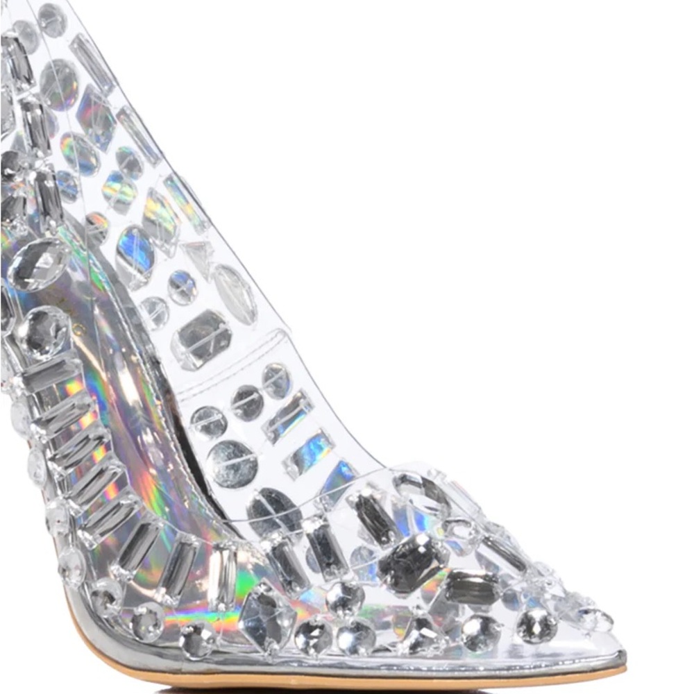 NWT. AZALEA WANG Blakely Embellished Stiletto Pump In Silver. - Picture 5 of 5